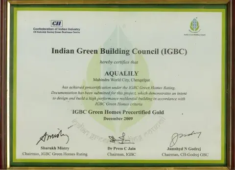 Aqualily-IGBC-Pre-Certificate-Gold