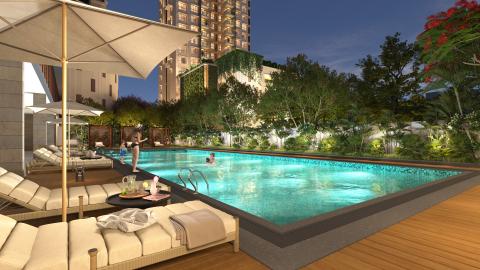 Half Olympic-size swimming pool
