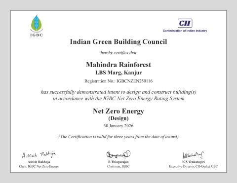 Net Zero Energy (NZE) C Mahindra Rainforest 