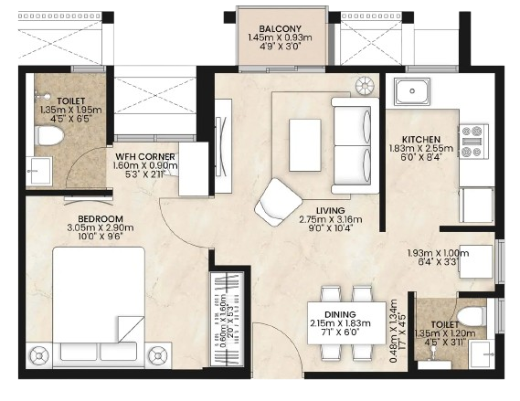 1bhk b