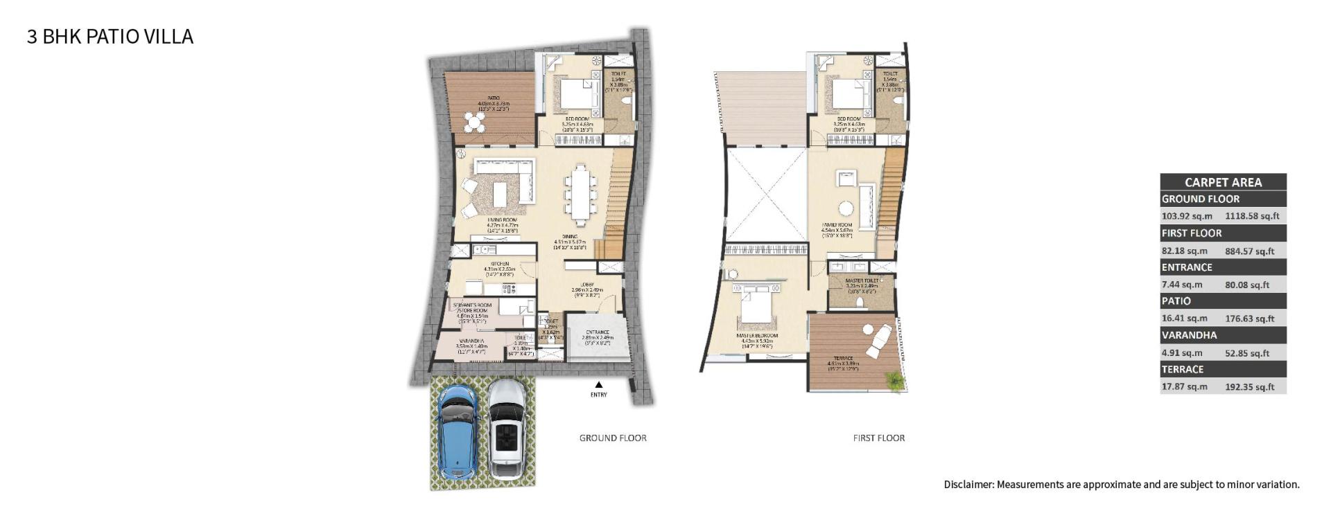 3 BHK patio villa