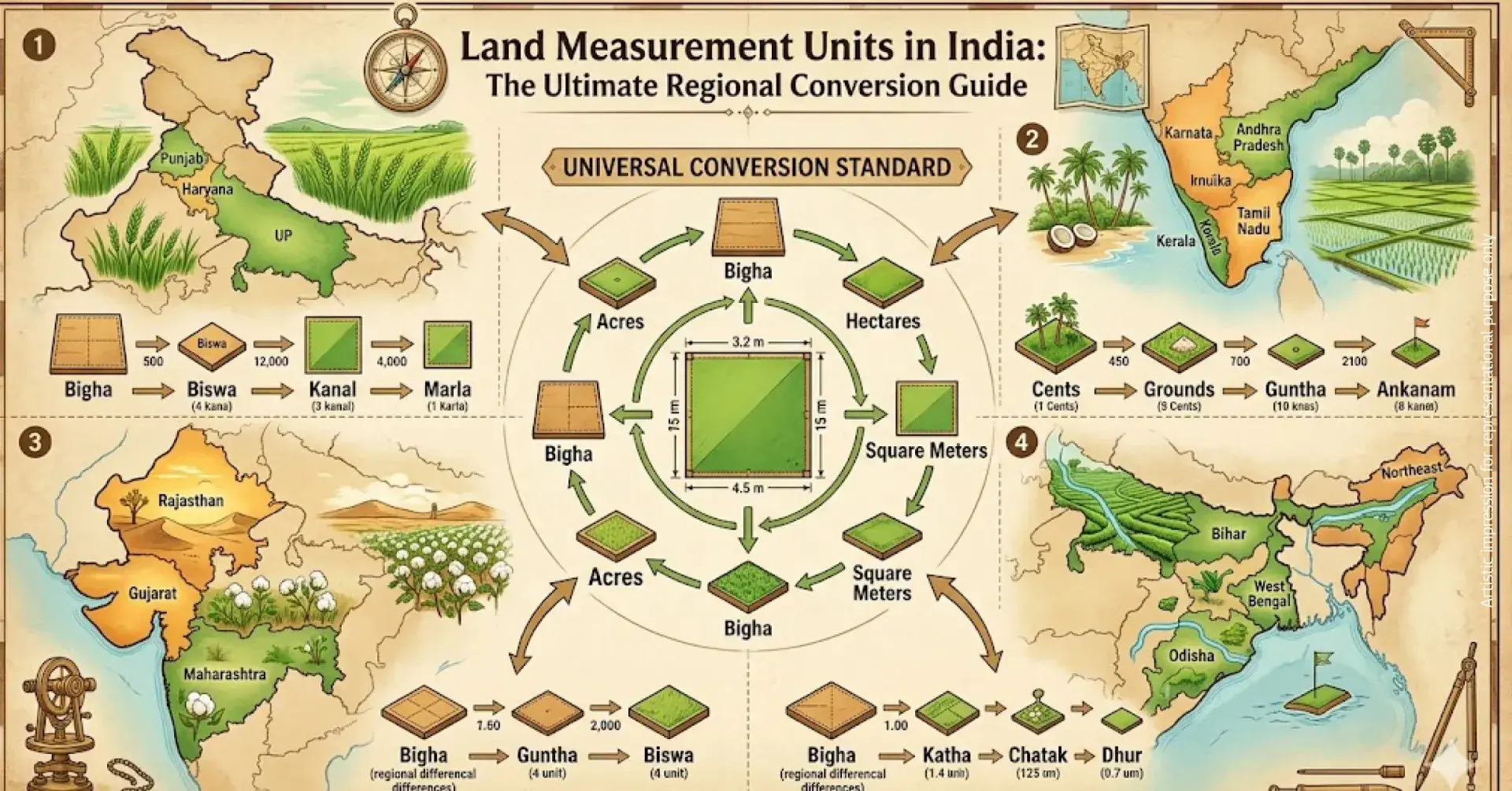 Indian Land Measurement Units & Regional Conversions (2026)