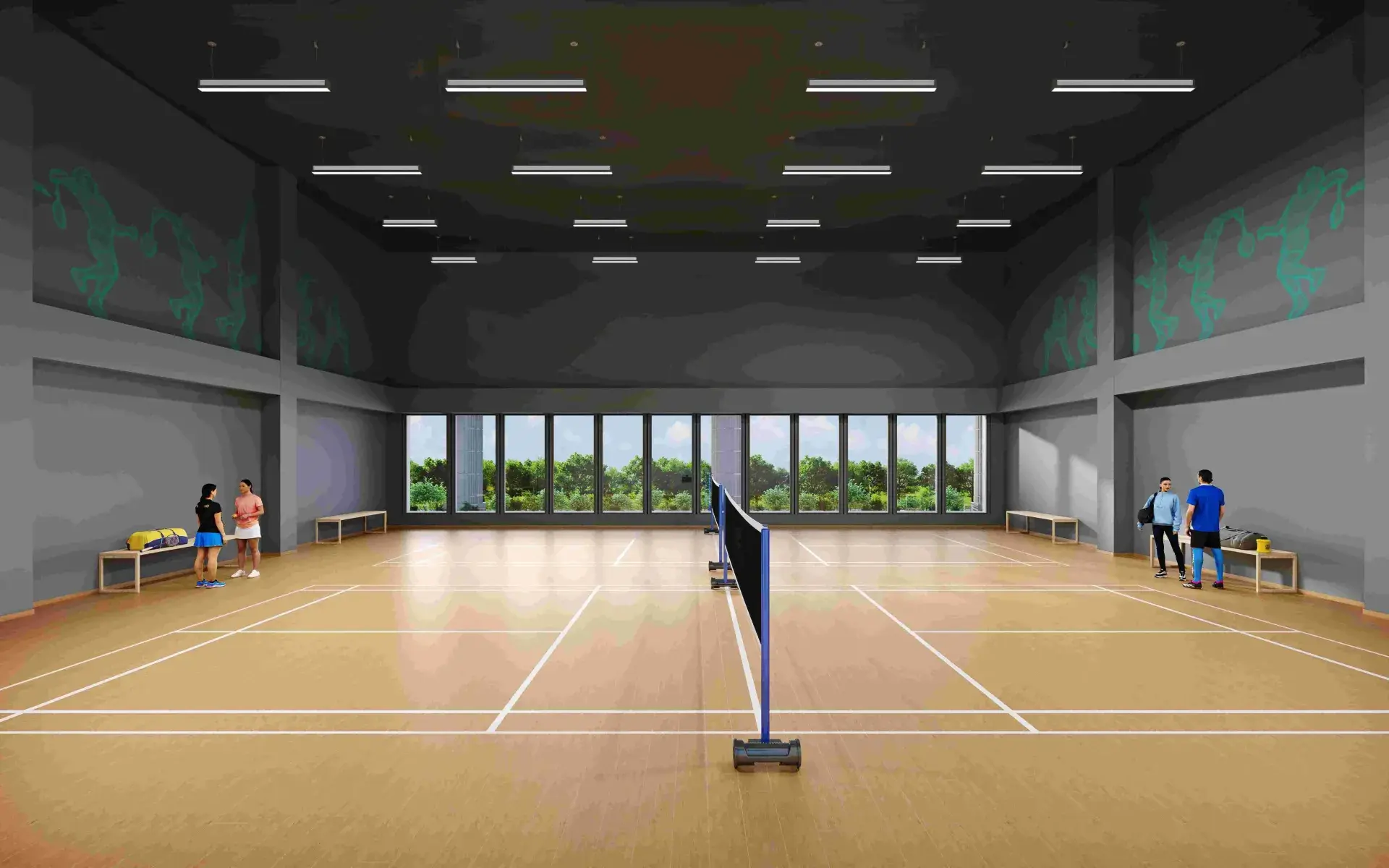 9 Badminton courts